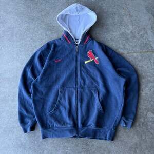 Vintage Nike Team MLB St. Louis Cardinals Full Zip Hoodie Navy Medium